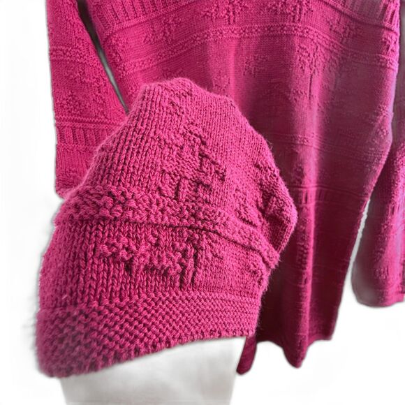 Vintage Bella Cottons Textured Knit Sweater – Magenta Pink USA Made 100% Cotton - Picture 5 of 10
